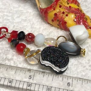 Oreo cookie and Starbucks coffee zipper pull or purse bling/keychain